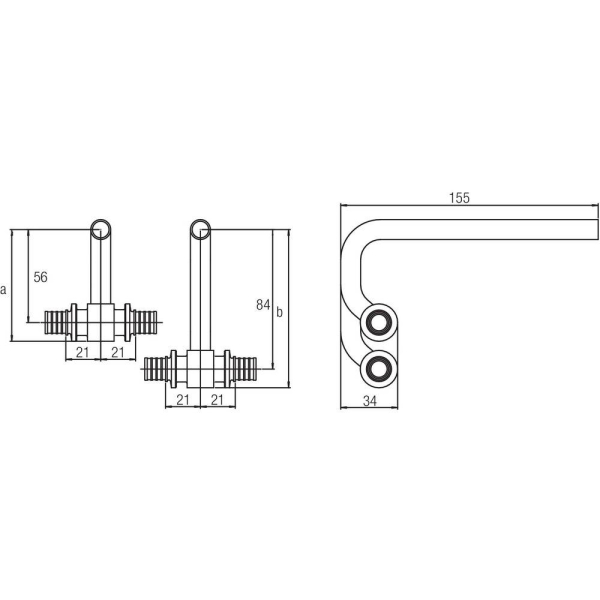 REHAU 11372381003 SL-комплект двух C-обр. трубок с гильзами 16-12x1.0-16 для подкл. радиаторов