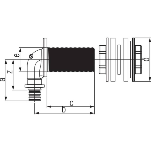 REHAU 14563791001 Угольник настенный для монтажных узлов 16-Rp1/2x55 RX