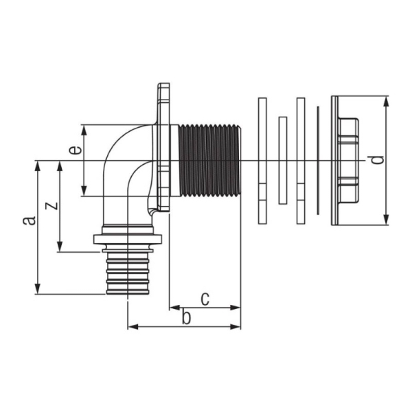 REHAU 14563761001 Угольник настенный для ДСП 16-Rp1/2x28 RX