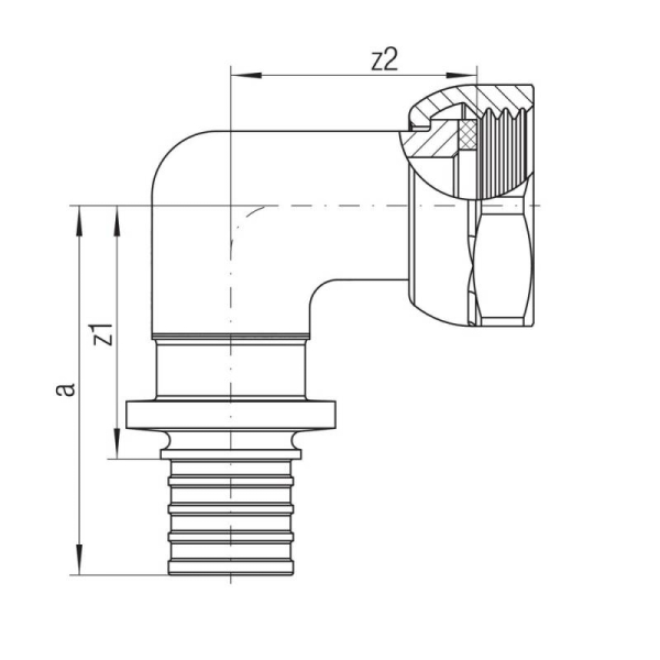 REHAU 14564131001 Угольник-переходник с накидной гайкой 20-G 1/2 RX