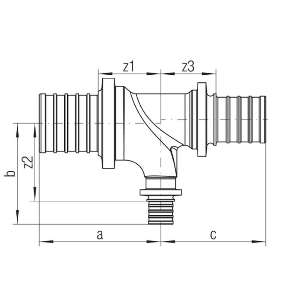 REHAU 14563971001 Тройник с повышенным сопротивлением на проходе 32-16-25 RX