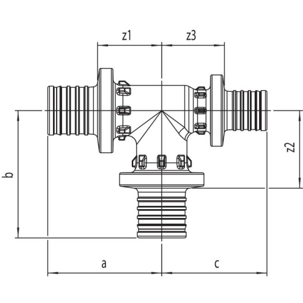 REHAU 11600721001 Тройник с уменьшенным торцевым проходом 25-25-16 PX