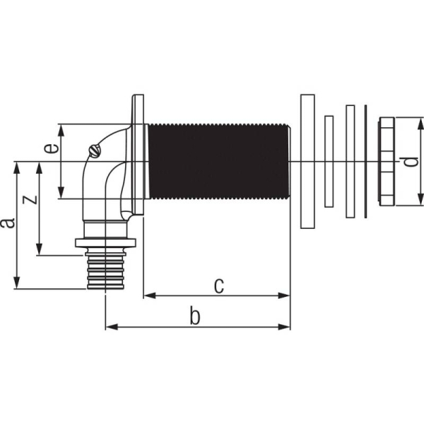 REHAU 14563781001 Угольник настенный для ДСП 16-Rp1/2x55 RX